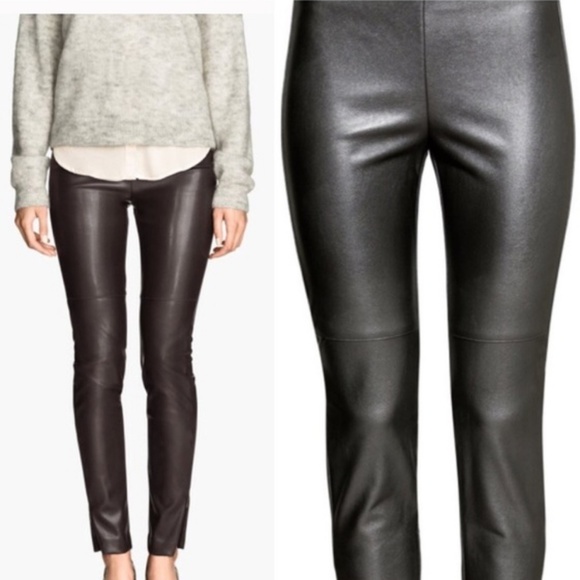 Hm Faux Leather Leggings With Zip Ankle 